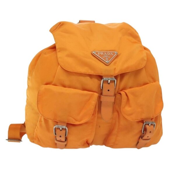 PRADA Backpack Nylon Orange Silver Auth 140110 - Picture 1 of 16